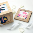 30 Days of Kisses - Personalised Oak Photo Cube & Belgian Chocolate Hearts