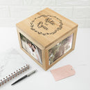 Couple's Oak Photo Keepsake Box With Wreath Design