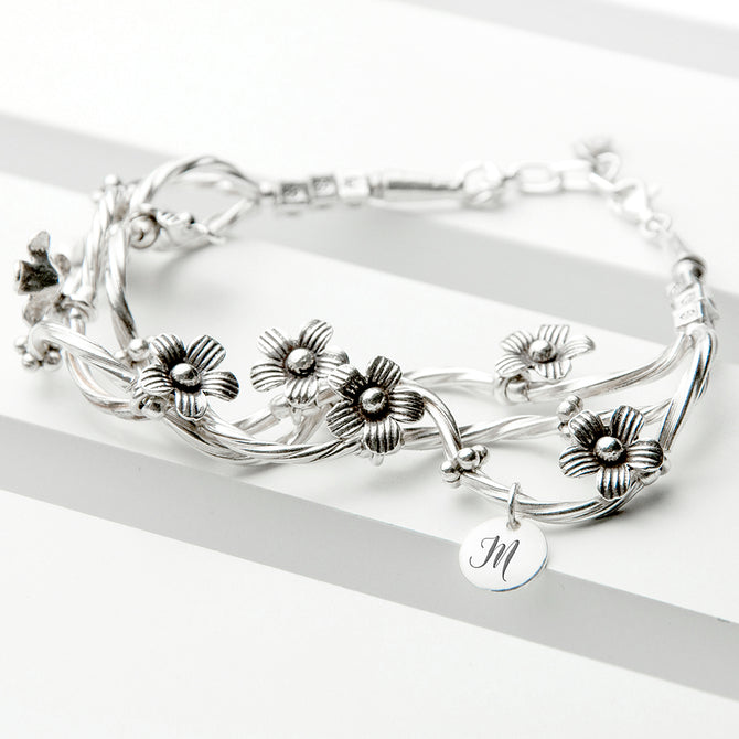 Fine Silver Forget Me Knot Personalised Bracelet