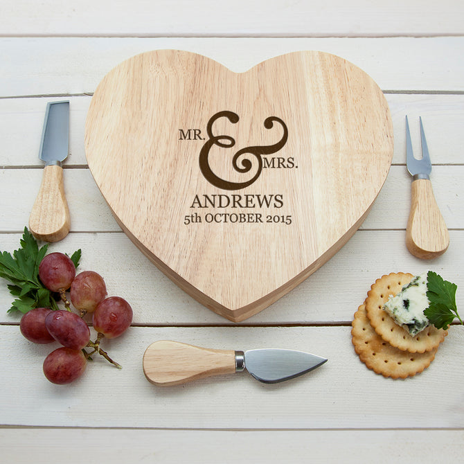 Classic Couples' Romantic Heart Personalised Cheese Board