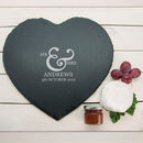 Classic Couples' Heart Slate Personalised Cheese Board