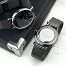 Personalised Men's Metallic Charcoal Grey Watch With Black Face