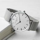 Personalised Ladies Metallic Mesh Strapped Watch With White Dial