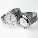 Personalised Ladies Metallic Mesh Strapped Watch With White Dial