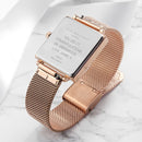 Personalised Ladies Rose Gold Metallic Square Watch