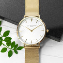 Personalised Ladies Yellow Gold Mesh Strapped Watch
